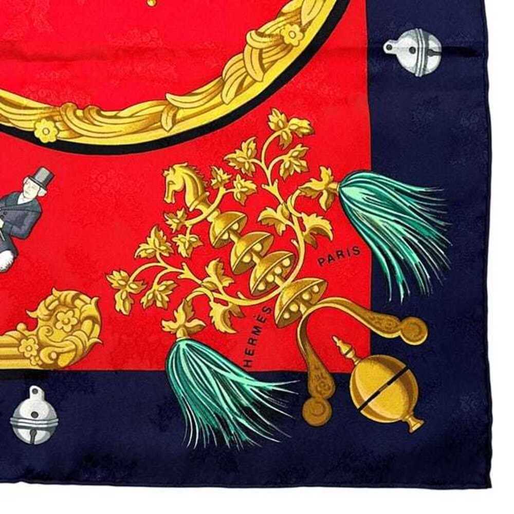 HERMES Red Silk Scarf - Picture 4 of 8